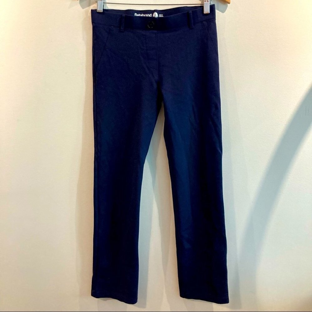 BETABRAND Sz S Trouser stretch Material Pants Straight Leg  Navy